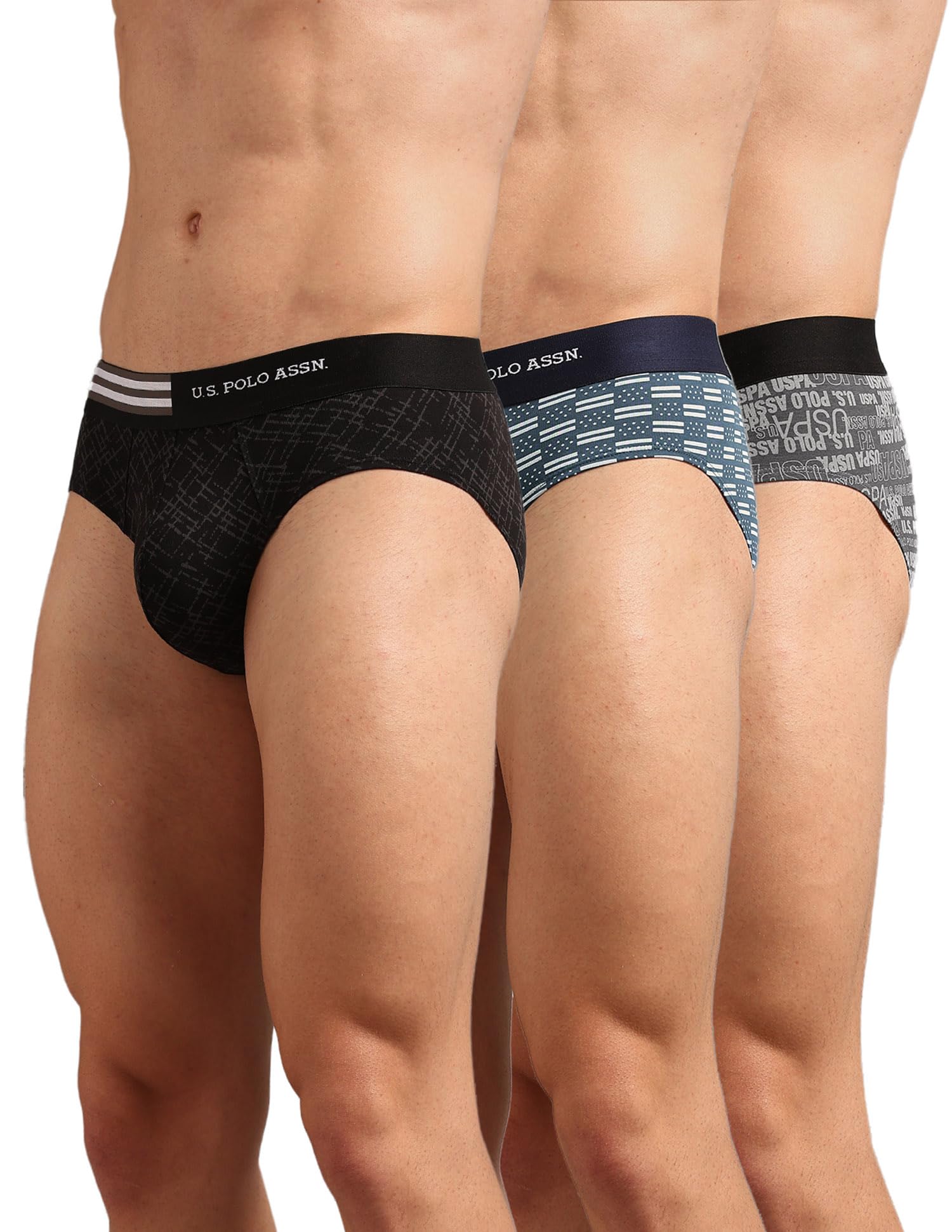 u.s. polo assn. Men's OEB20 Printed Low Rise Underwear Briefs - Pack of 3-picture-27