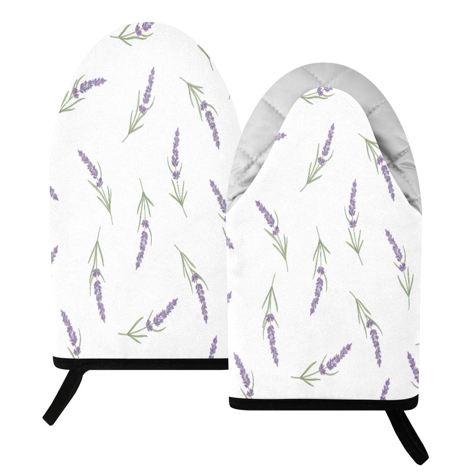 BURSTDDY Lavender Oven Mitt,Heat Resistant Kitchen Mitts for Cooking
