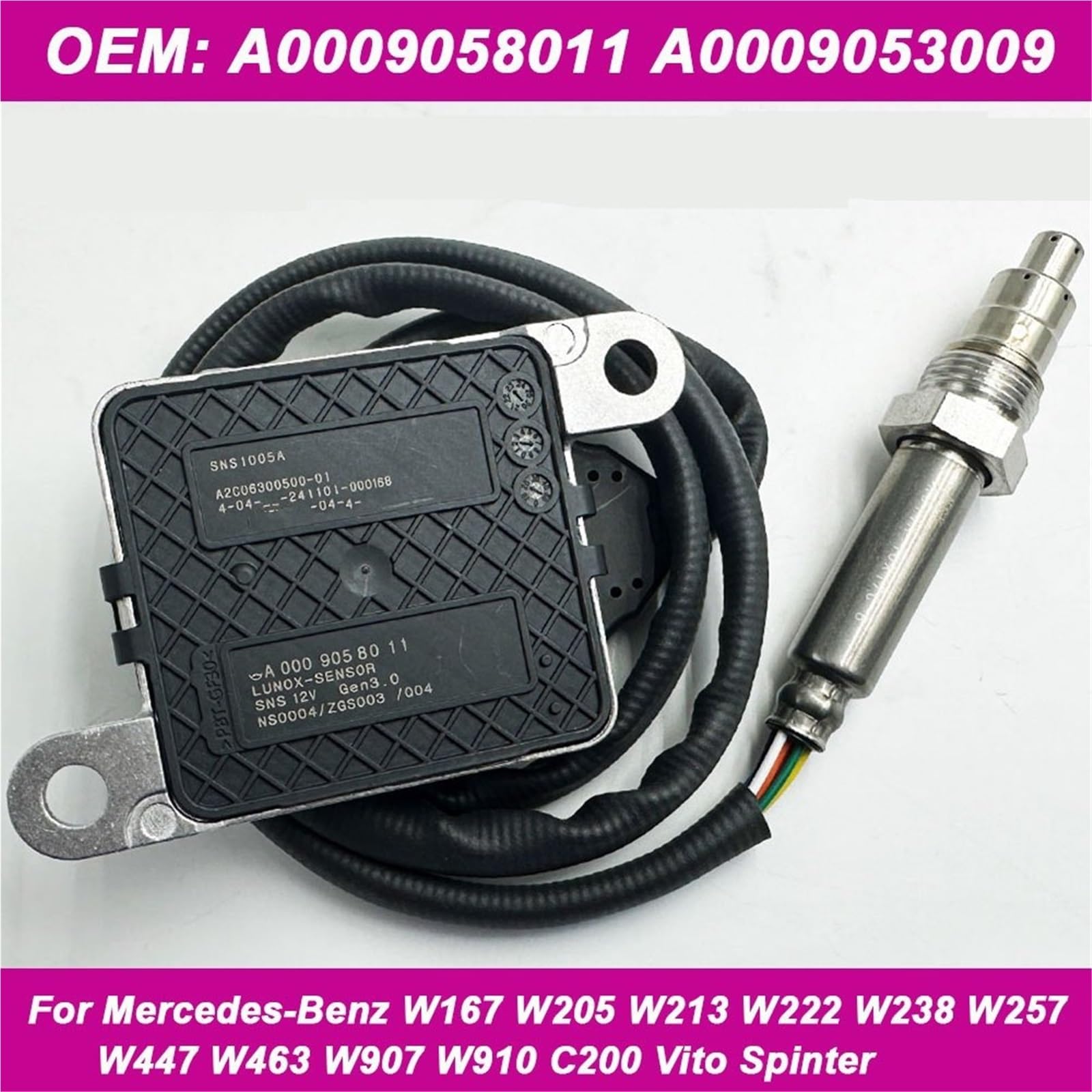Adapter Pasuje do Mercedes-Benz W213 W222 W238 W257 W447 C200 Vito Sprinter Czujnik Nox sondy NGK OEM A0009053009 A0009058011 Bezprzewodowy czujnik tlenku węgla