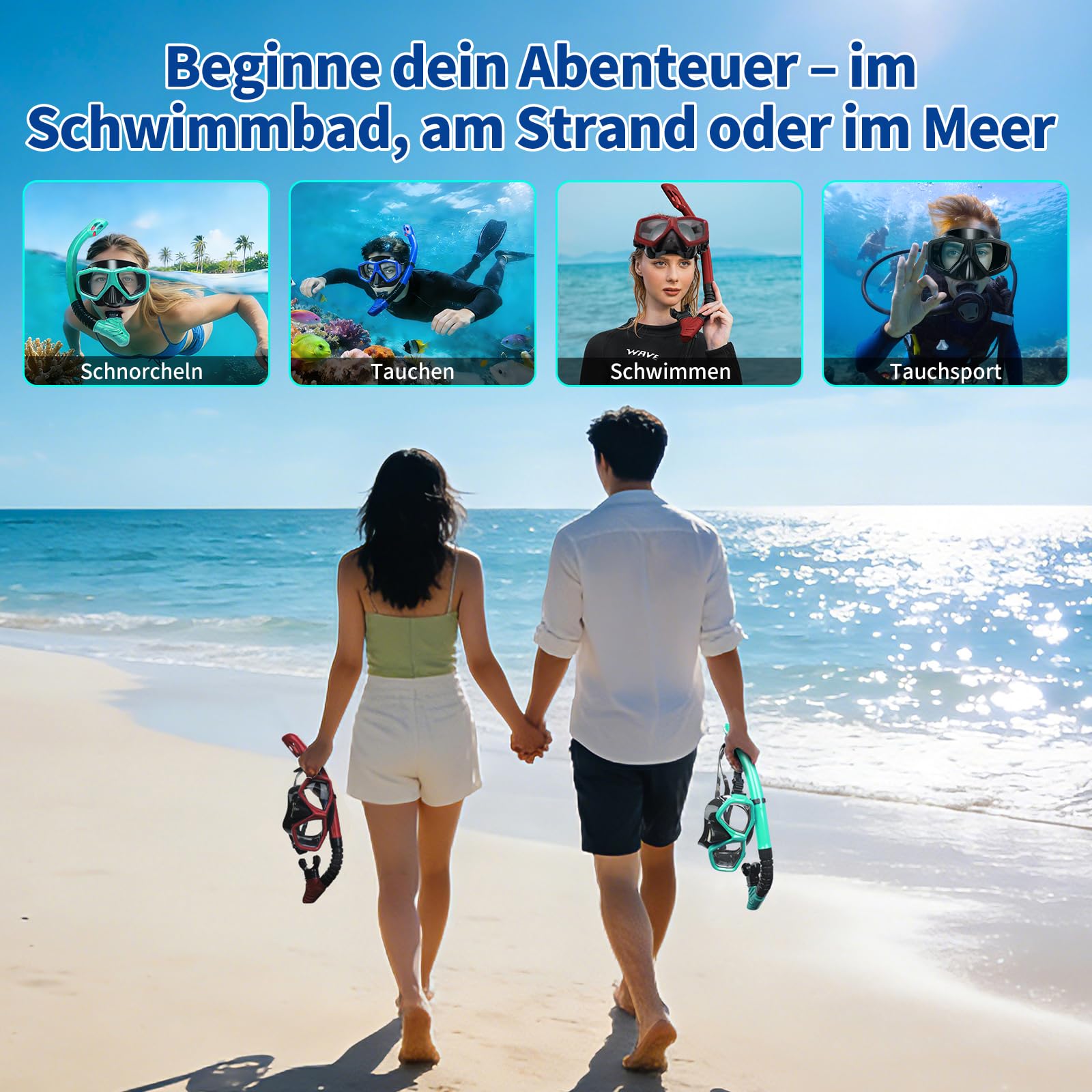 Attrezzatura da snorkeling intercambiabile per adulti e adolescenti con miopia, maschera subacquea anti-appannamento per snorkeling miopi e completamente asciutti in silicone per immersioni