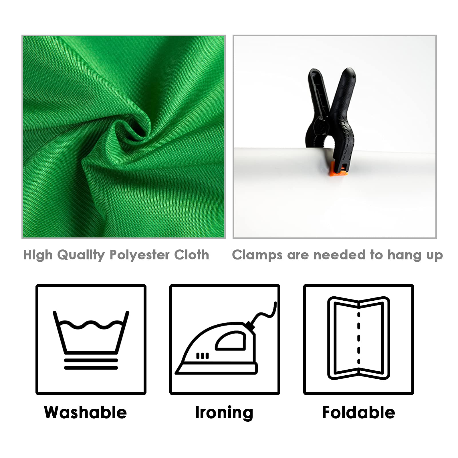Fond Photo 1.5x2m Toile Polyester Backdrop Studio Photo Vidéo pour Photographie Portrait Produit E-Commerce Youtube Shooting Contenu Créatif (Vert)