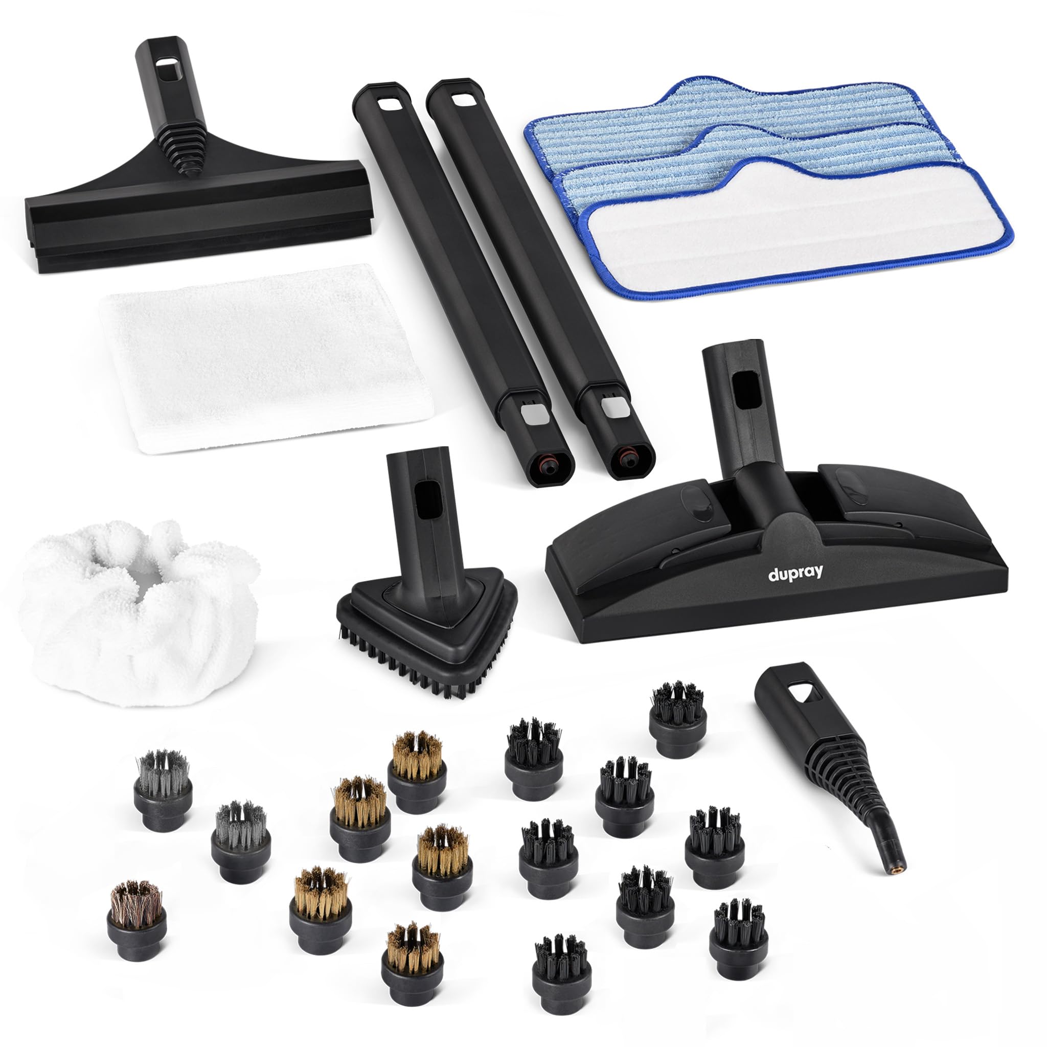 Limpiador de vapor Dupray Neat con kit de 27 accesorios - Potente limpieza para suelos, coches, azulejos, juntas, detalle y precisión (Neat incluye 16 cepillos diversos)