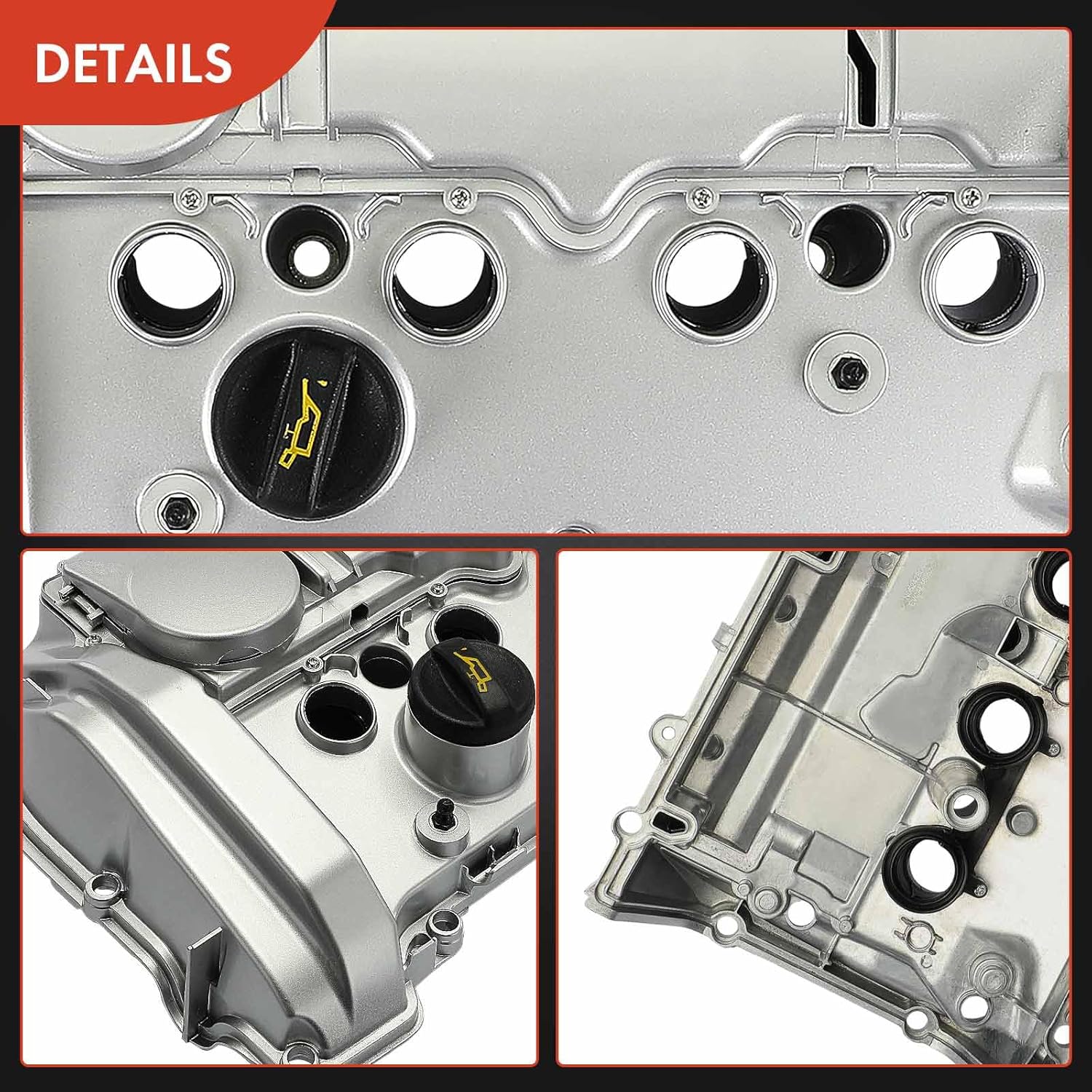 A-Premium Upgraded Aluminum Engine Valve Cover with Valve Cover Gasket, Cap and Bolts Compatible with Mini Cooper 2011-2016, Cooper Countryman 2011-2016, Cooper Paceman 2013-2016, 1.6L