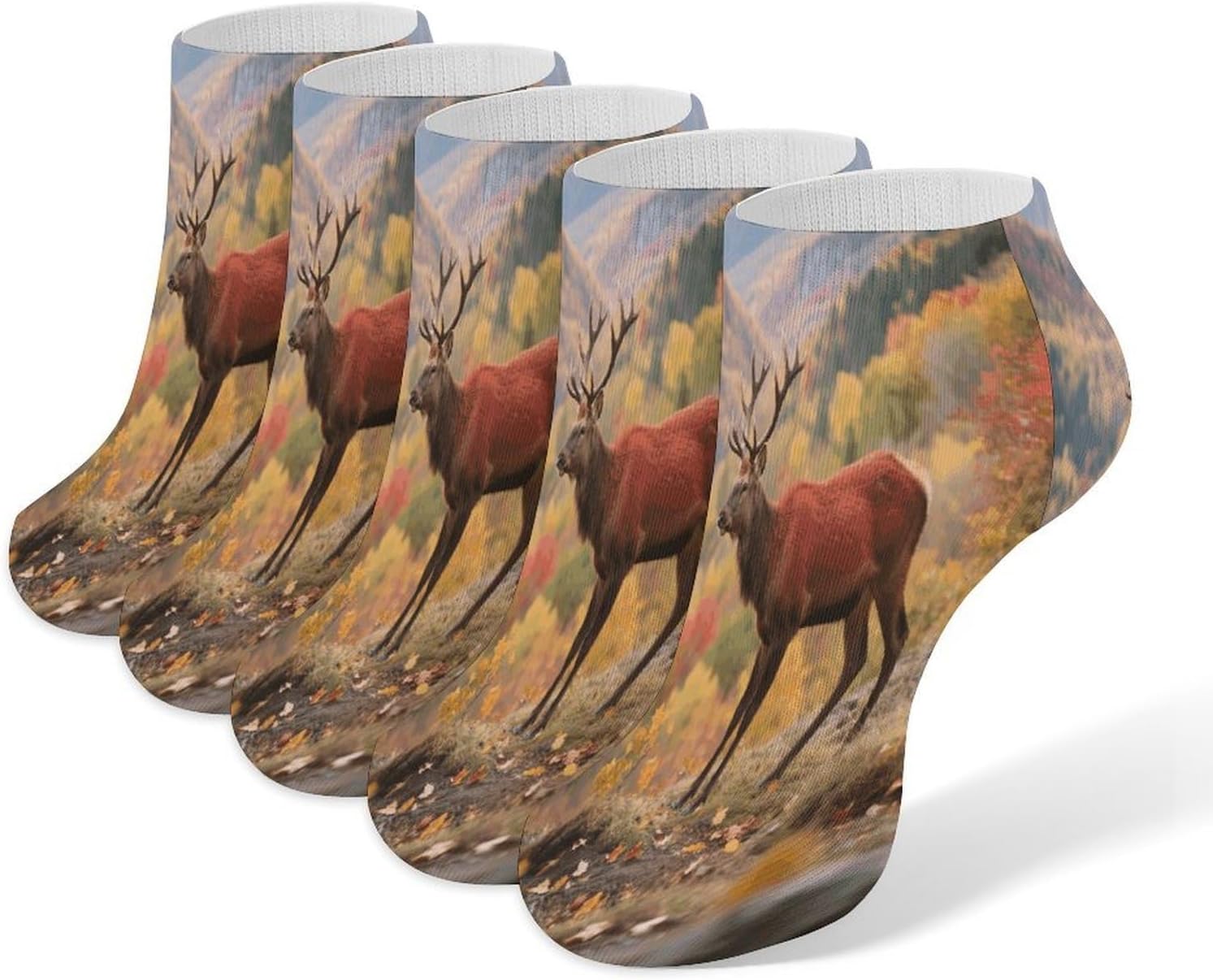 Socks for Men Women 5 Pairs Short Ankle Socks | Nature Moose Low Cut Casual Crew Sock Cute Breathable Athletic Socks Non Slip No Show Sock