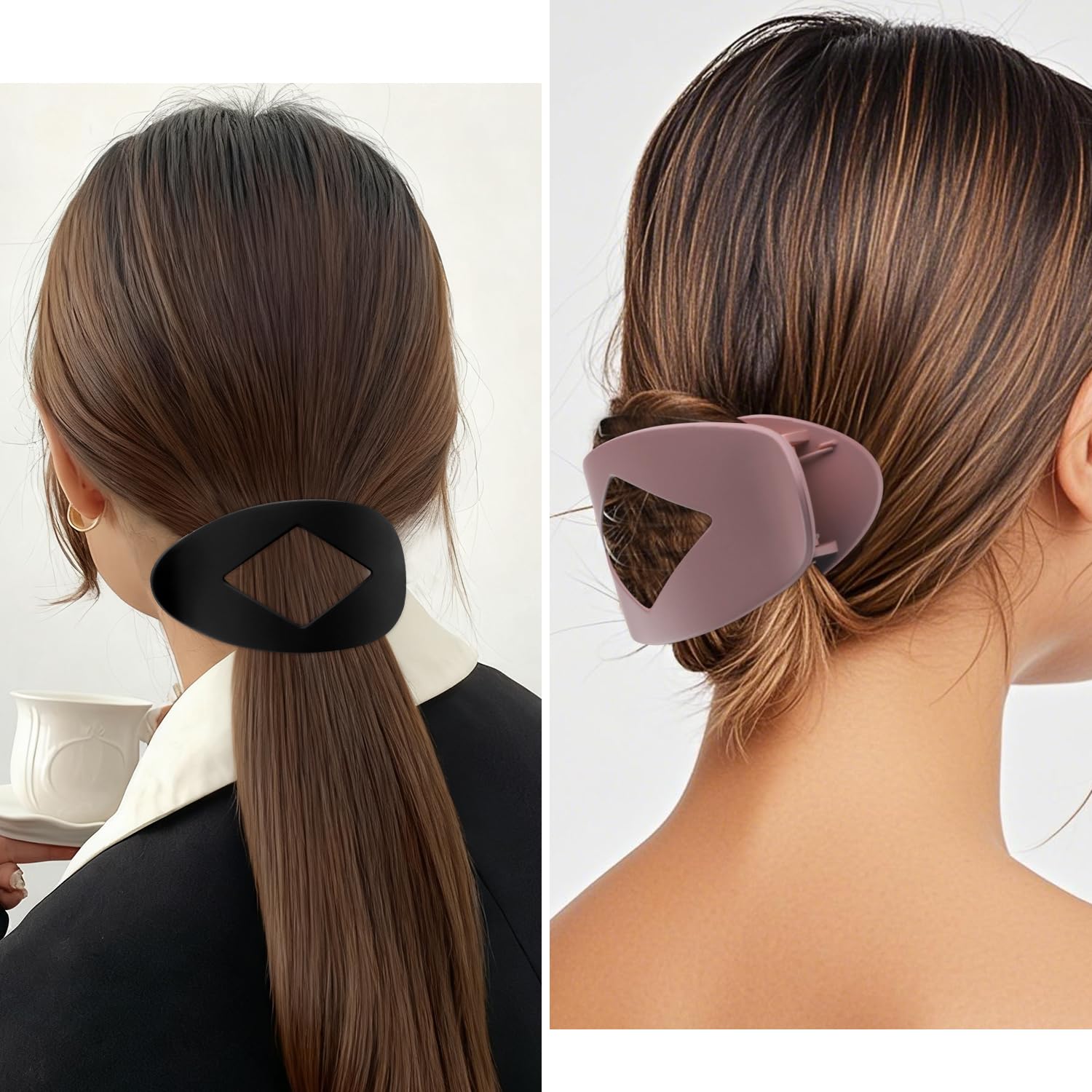 Flat Hair Clips Duckbill Large Claw Clips for Thick Medium Thin Hair 4Pcs Non Slip French Barrettes Accessories for Women Girls Oval Round Shape Purple Black - Image 2