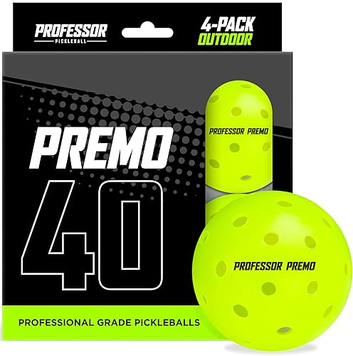 Professor Pickleball PREMO40 - Pelotas de pickleball para exteriores, grado torneo, 4 unidades, paquete de 12, 36 unidades, 100 unidades, aprobadas disponible en Yaxa Venezuela