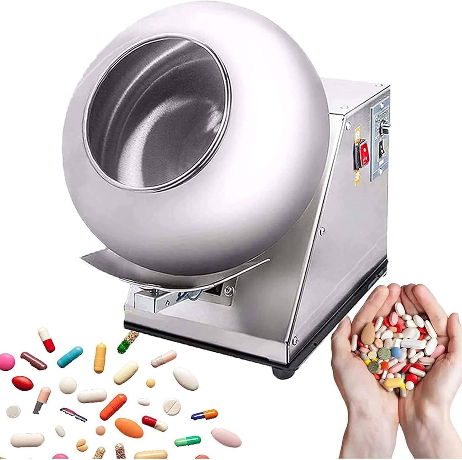 AWAYDD Sugar Coating Machine,2-5kg/H Chocolate Coating Polishing Machine Coater Sugar Ball Coating Drying Machine, Commercial Mini Chocolate Panning Machine