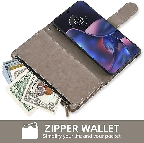 Miniatura 5 de Asuwish Funda para teléfono Motorola Moto Edge 2022MotoEdge 5G UW 2022 con protector de pantalla de vidrio templado y tarjetero abatible, accesorios