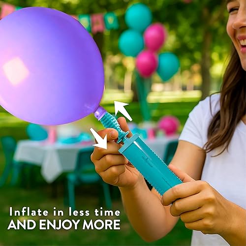 Miniatura 4 de by DECOCHAMP Deco Pump - Bomba manual de doble acción de 2 vías, inflador manual de globos, bomba de aire portátil para globos