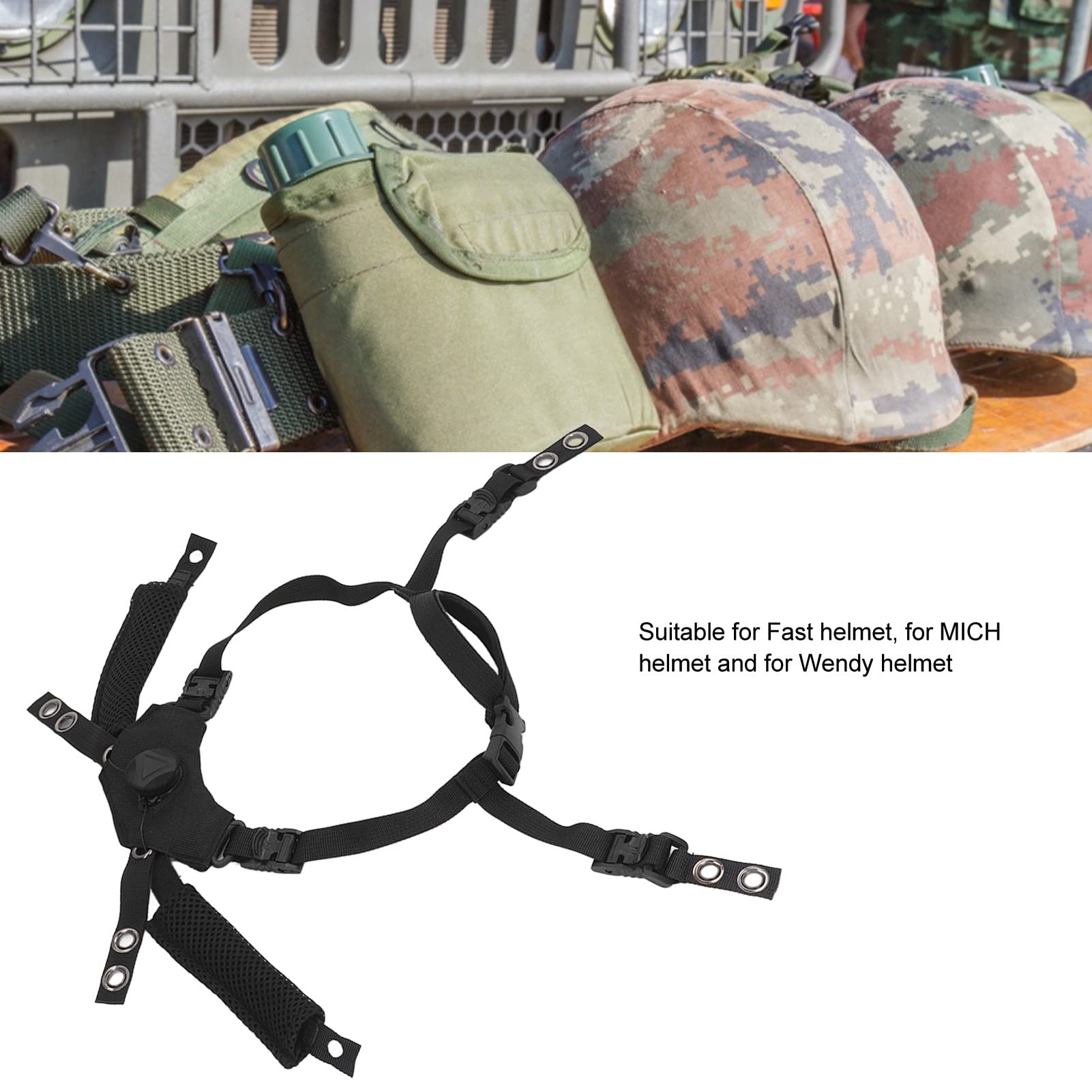 Dial Suspension System Chin Strap, Adjust Helmet Dial Suspension System Chin Strap, Fast Helmet Chin Strap for Fast, MICH, and Wendy Helmets(Black)