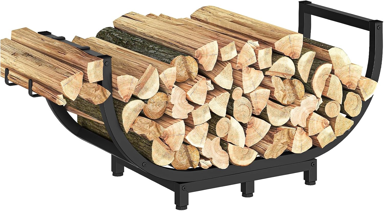 HOOBRO Firewood Rack for Outdoor Indoor, 32-Inch Sturdy Steel Log Holder