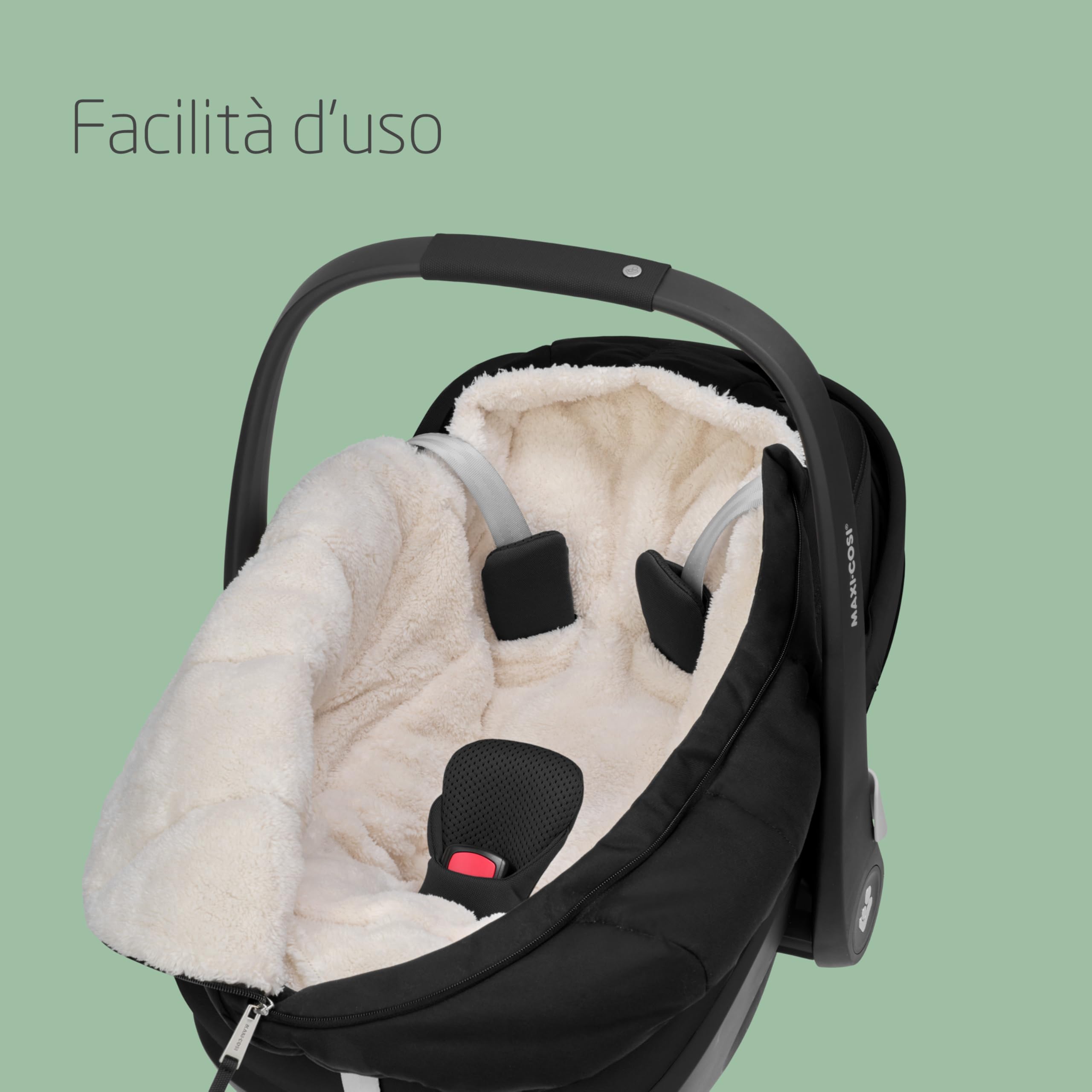 Maxi-Cosi Sacco Invernale Imbottito per Seggiolino Auto Neonato, per Bambini 45-75 cm, Comodo, Pratico e Sicuro, Tessuti Morbidi, Lavabile, Compatibile con Ovetti Maxi-Cosi, Twillic Black