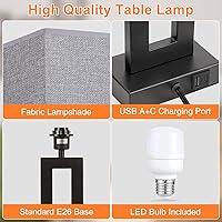 Vista 5 de Lámparas modernas de 22 pulgadas de alto para sala de estar, lámparas táctiles para mesa de luz con USB C + A, regulables con 3 niveles, para mesas