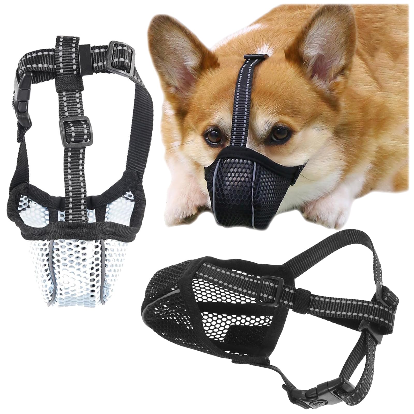 Museruola Cane Rete Traspirante - Antiabbaio E Antimorso, Regolabile, Morbida E Leggera Per Taglie Medie E Grandi - Foto 4