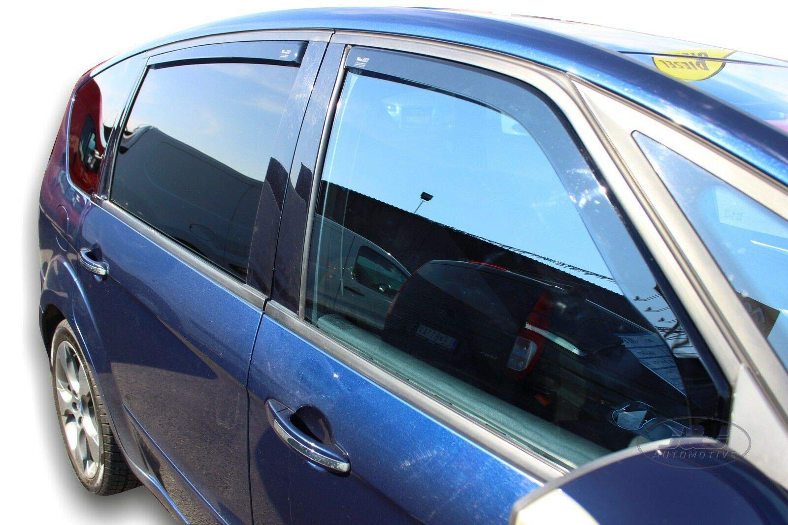 J&J AUTOMOTIVE Windabweiser passend für Ford S-Max 5-Türer 2006-2010 4tlg, Heko Regenabweiser Vorne Hinten Getönt Dunkel Passform