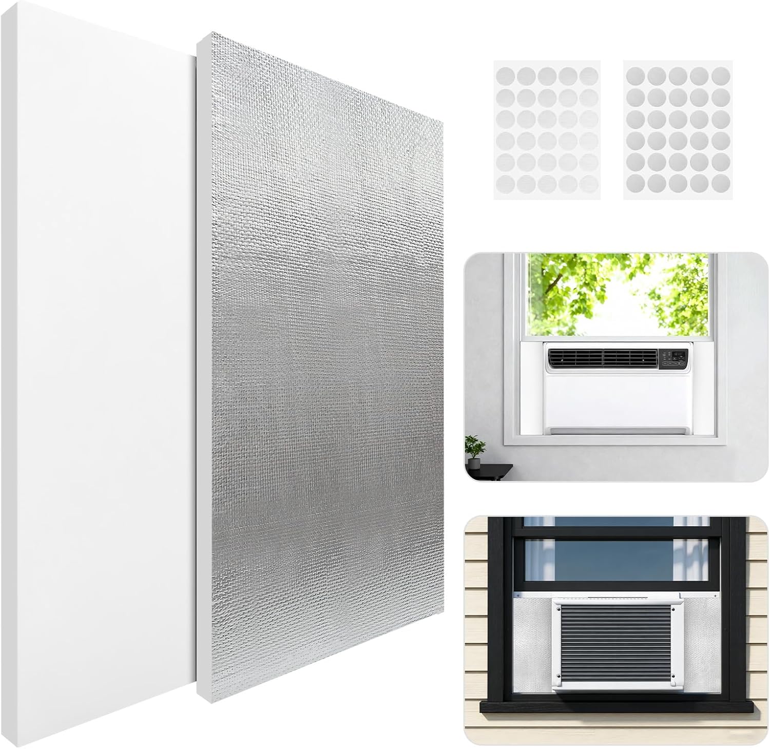 Window AC Insulation Kit - Foam Seal Panels for Air Conditioner, Blocks Cold & Heat Leaks, All Season Weather Stripping (Summer/Winter)
