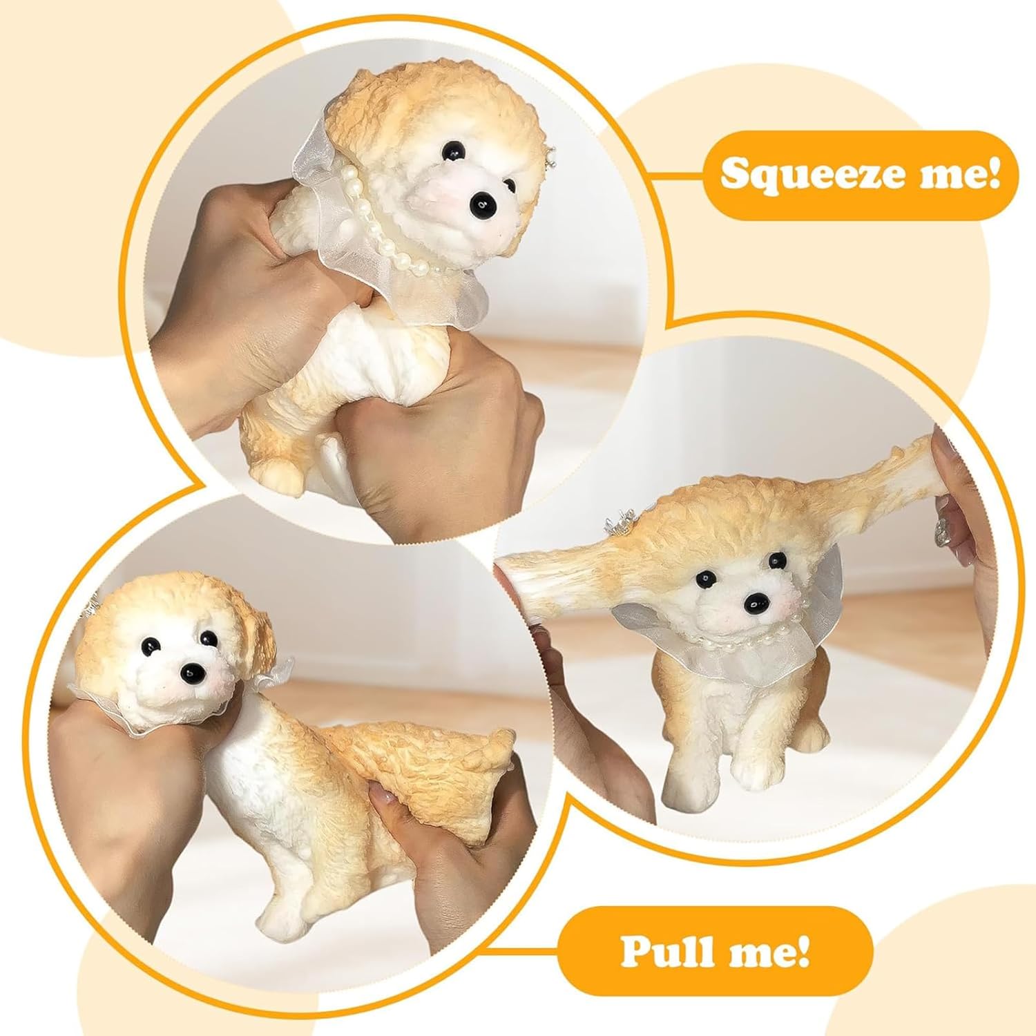 Big taba Squishy Dog, Cute Squishy Dog Stress Relief Toy for Adult/Kids, Handmade Soft Teddy Dog Design, Perfect Squeeze Toys Gift for Relaxation and Fun(Cream Color)