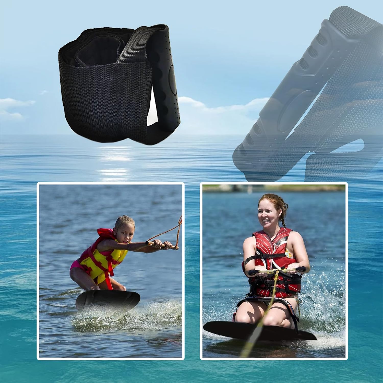 Replacement Padded Kneeboard Strap Boating Shock Water for Sport Waterboarding Kneeling Boarding Knee Surfing Board Strap， Sport, Boarding/Kneeling(Black)
