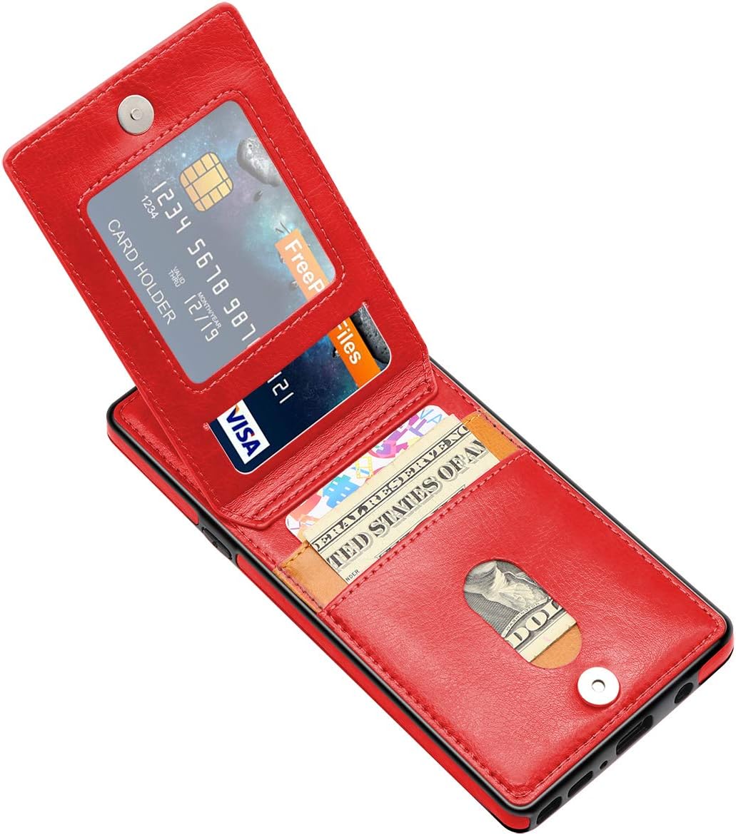 LakiBeibi Galaxy Note 9 Case, Premium Leather Anti-Scratch Galaxy Note 9 Wallet Case with Credit Card Slots Folio Flip Shockproof Protective Cover for Samsung Galaxy Note 9 (2018) - Red