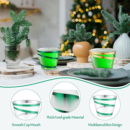 Vista 180 de Gejoy Vasos de plástico con borde de 9 onzas, vasos desechables para beber vino, vasos transparentes y elegantes de Halloween para suministros