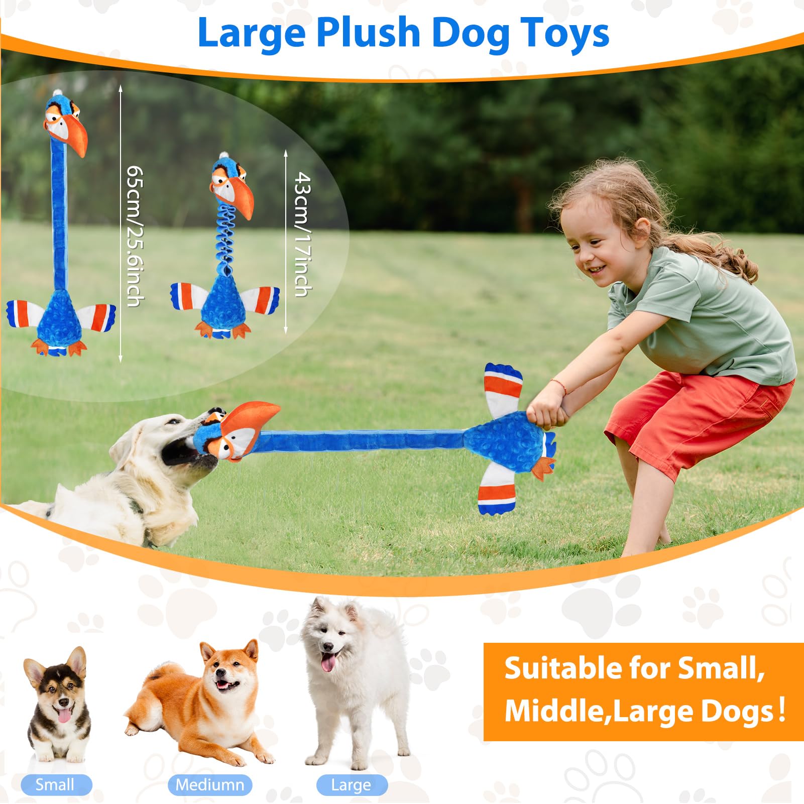 Juguetes interactivos para perros grandes, juguete de peluche con papel arrugado, juguete chirriante para cachorros y perros, varios tamaños