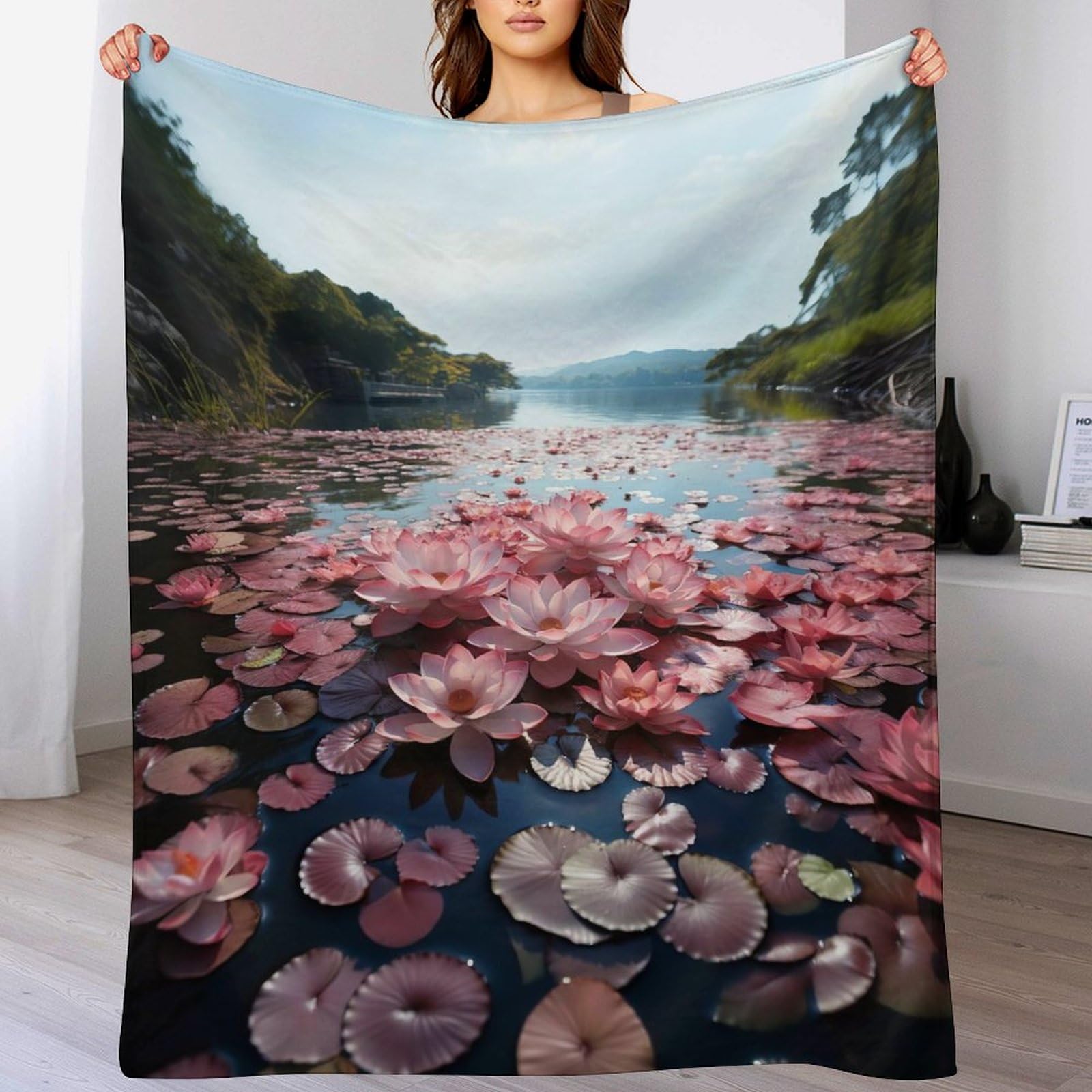 Couverture flannel polaire isolante Lotus 150x200cm grand format
