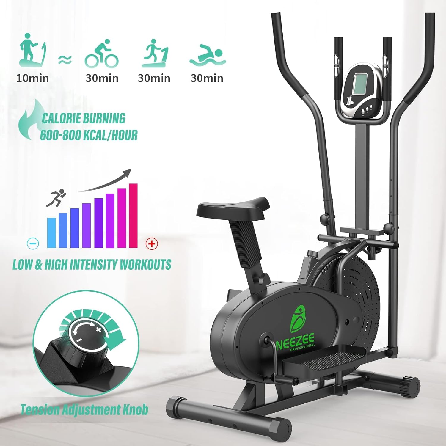Image showing tension adjustment knob and calorie burning potential