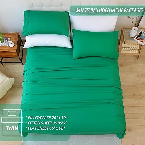 Miniatura 6 de Whitney Home Textile Juego de Sábanas Individuales, Sábanas de Cama de Microfibra Suave de Hotel Tamaño Individual, Bolsillo Extra Profundo, Juego