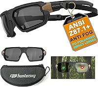 Vista 14 de HTS HUNTERSKY Ballistic Tactical ANSI Z87.1+ Impact Protection Anti Fog Shooting Glasses Military Grade Airsoft Range