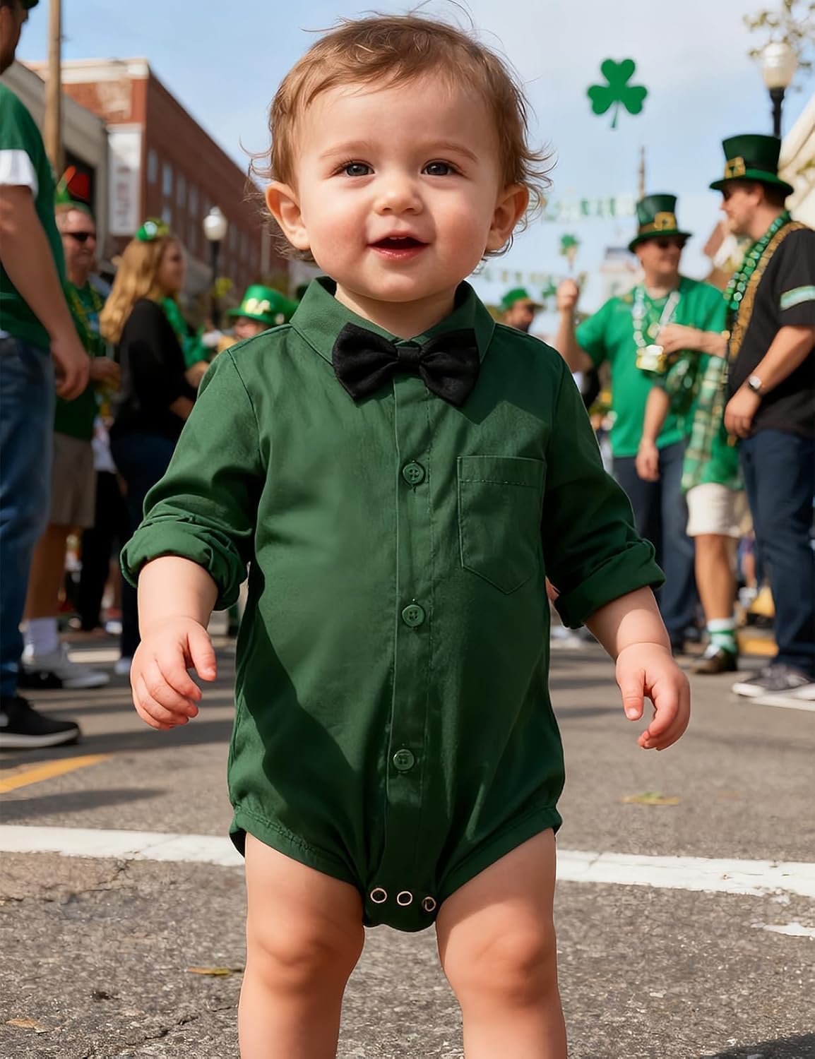 A&J DESIGN Infant Baby Boys Dress Shirt Bodysuit Gentleman Formal Wedding Long Sleeve Rompers