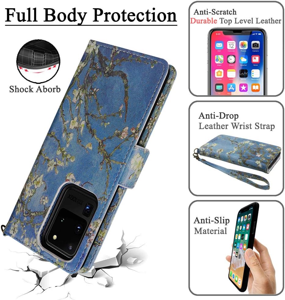 MEFON Galaxy S20 Ultra Case Wallet Detachable, Wireless Charging Compatible, Durable Slim, 2 in 1 Magnetic Detachable Flip Cover Leather Folio Phone Cases for Samsung Galaxy S20 Ultra (Blossom)
