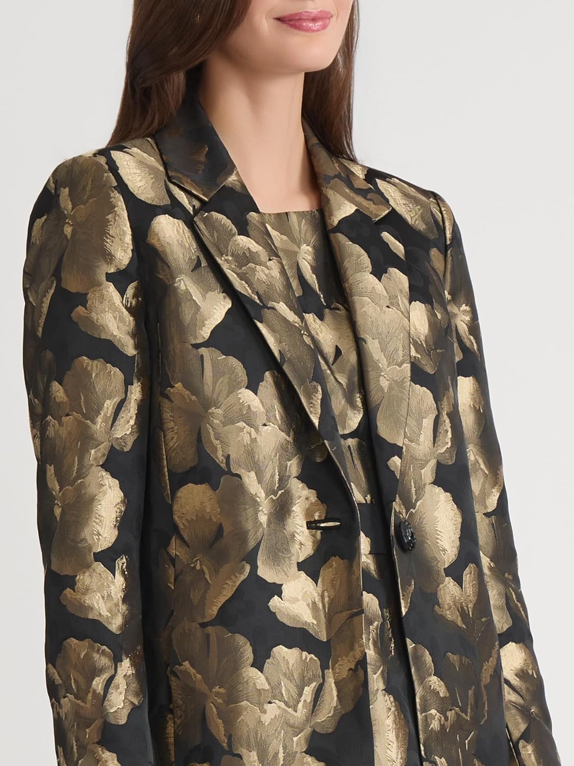 Kasper womens Jacquard One Button Topper Jacket - Image 5