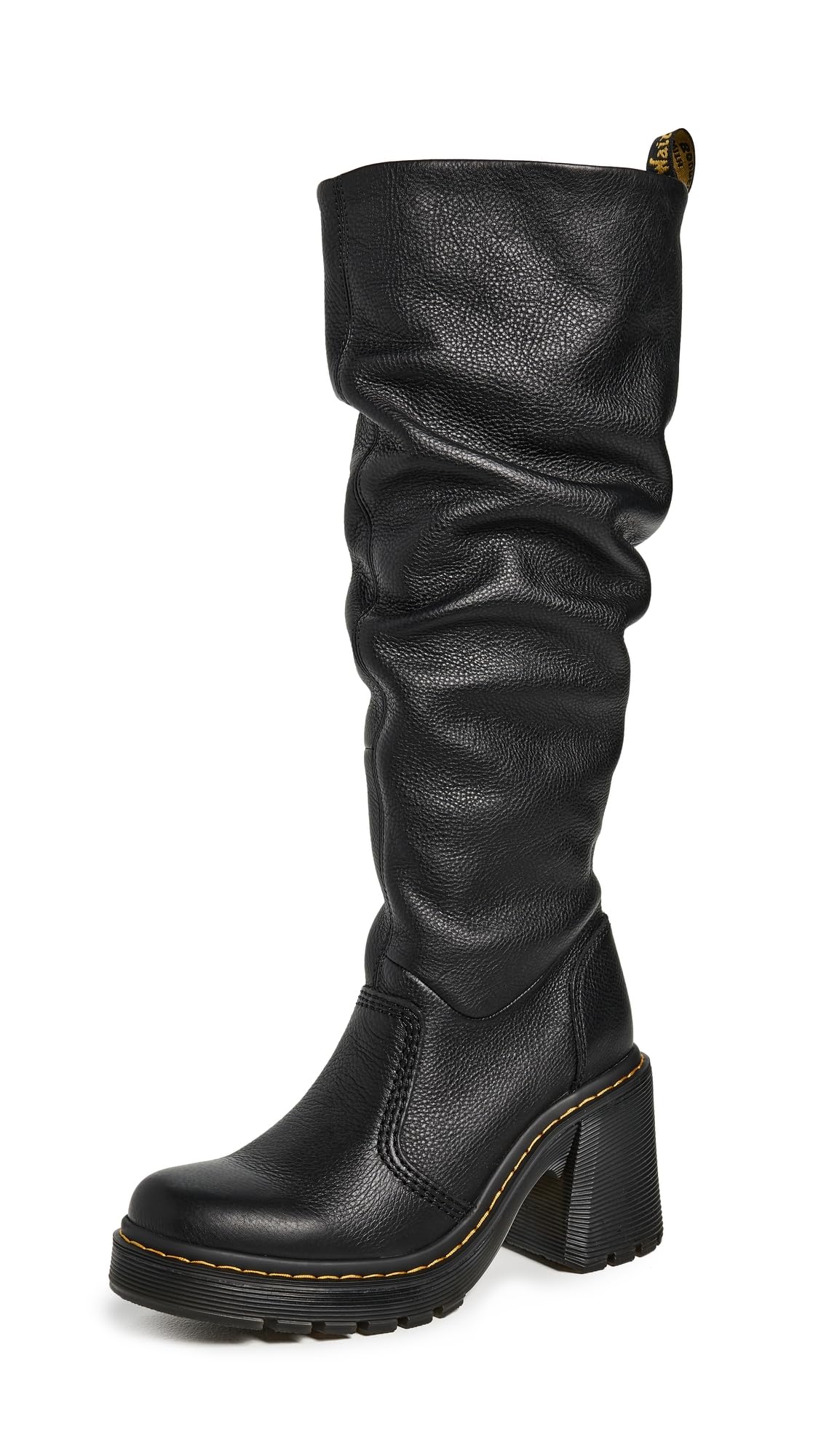 Dr. Martens Kasey Virginia Leder Kniehohe Absatzstiefel in Schwarz, Größe: 36
