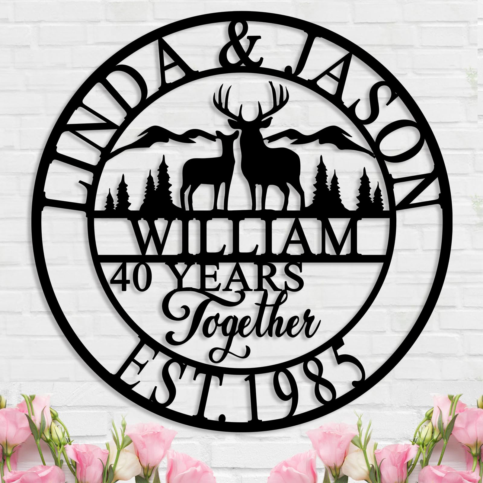Personalized Metal Sign 50th/60th/40th/30th/25th/10th/1th Wedding Anniversary for Couples Parent Husband Wife Gifts Custom Family Name Last Name Home Decor