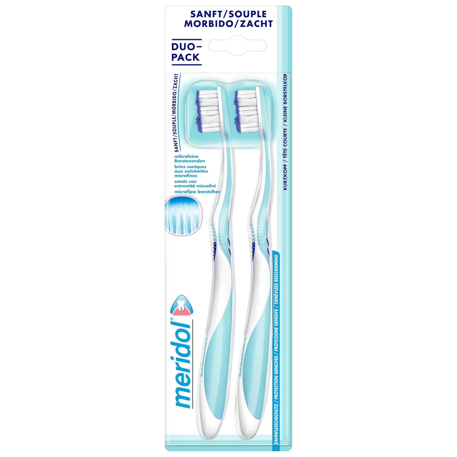 meridol Toothbrush Gum Protection Soft Pack of 2 - Manual Toothbrush for Gentle Cleaning of Teeth on The