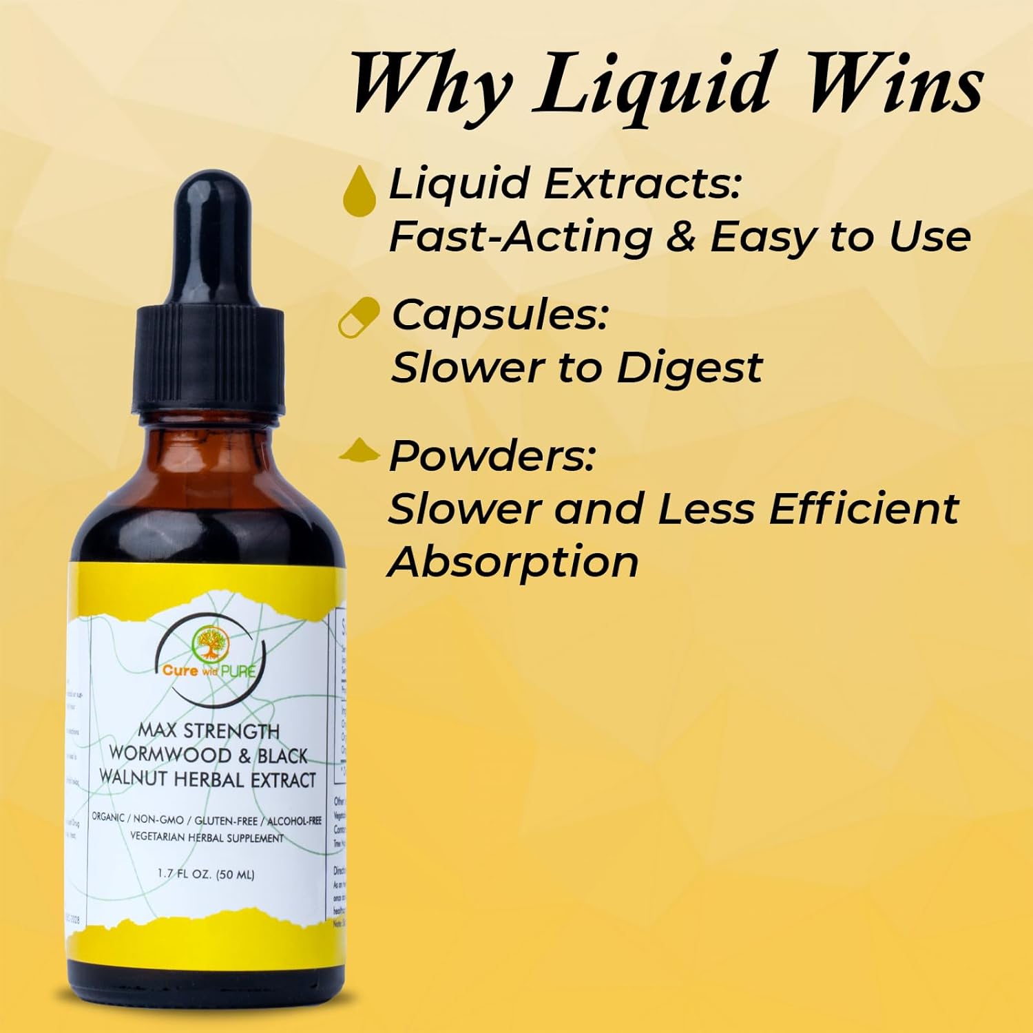 Cure wid Pure Black Walnut Wormwood Clove Extract 50ml Alcohol-Free,Non-GMO,Vegetarian Max Strength Organic Wormwood Black Walnut Clove TinctureTo Support Digestive Health - Image 6