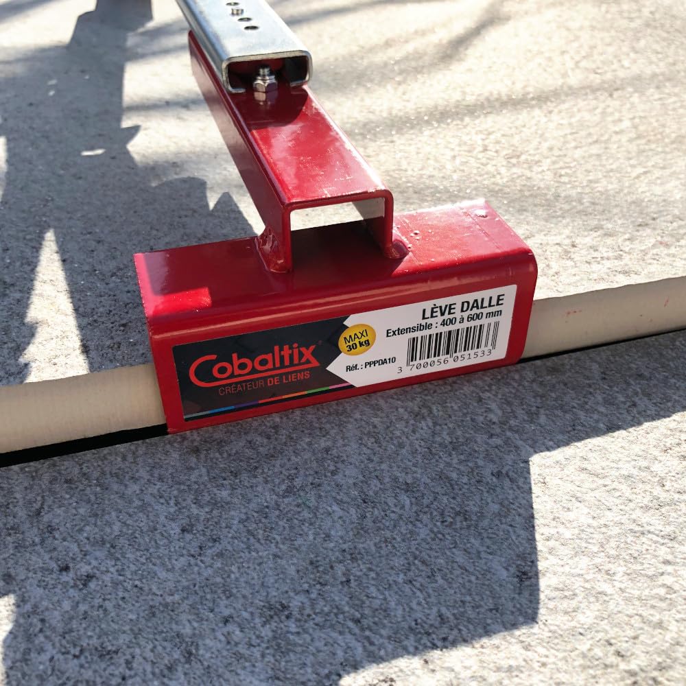 Cobaltix Lève Dalle/Porte Dalle 1 Main PRO Réglable de 350 à 630 mm - Charge Maximale 30 Kg - Outil Professionnel pour Manipulation Facile des Dalles et Carreaux