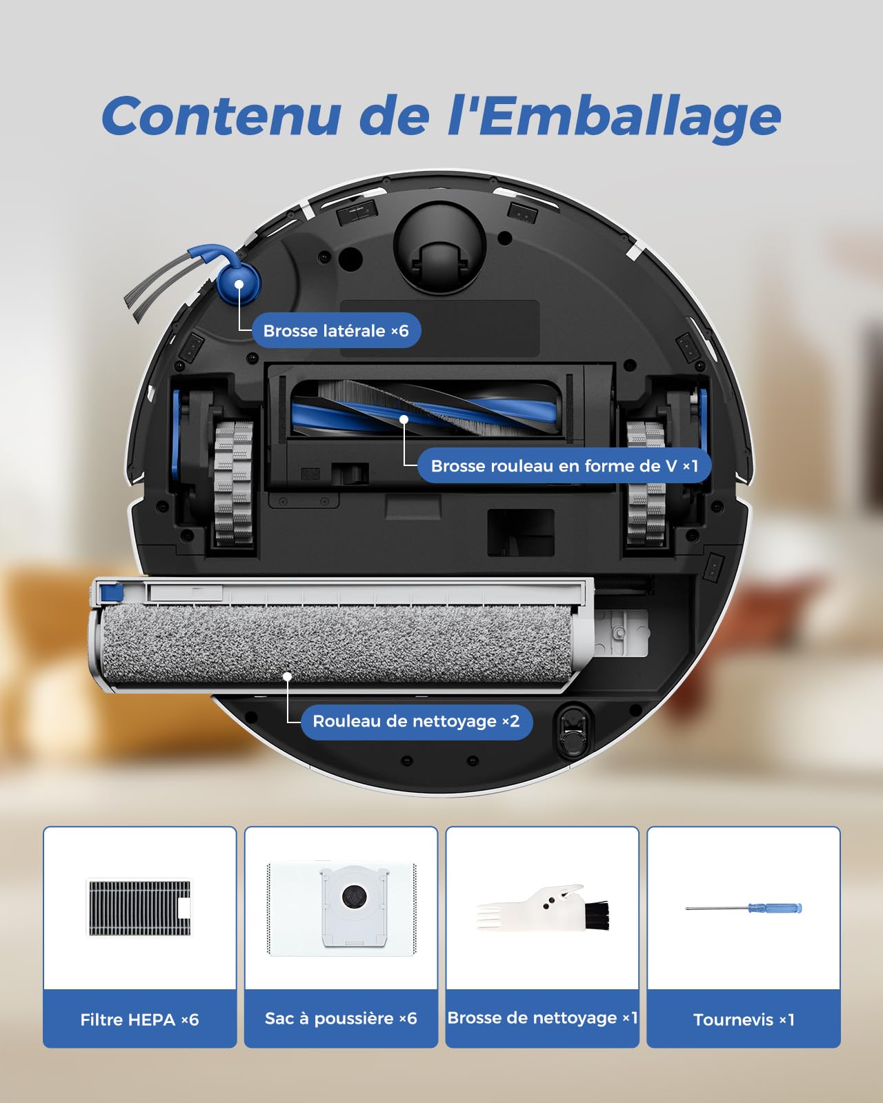 Yivy T90 Pro Omni Accessoires pour ECOVACS DEEBOT T90 Pro Omni/T90 Omni/X12 Pro Omni, 23 Pièces de Rechange pour ECOVACS T90: 1 Brosse Principale, 2 Brosse à Rouleau, 5 Sacs à Aspirateur, 6 Filtres