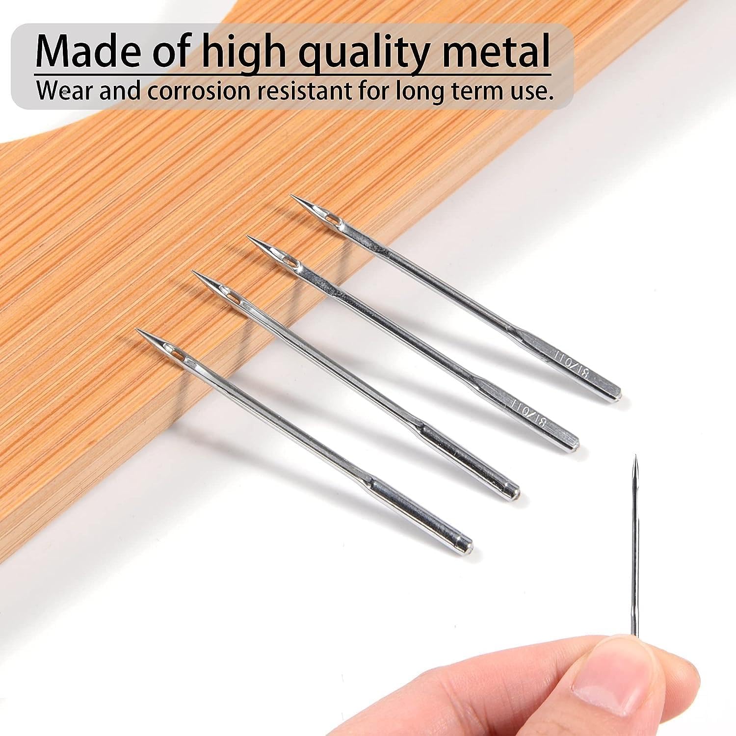 SSS Sewing Machine Needles Pack of 50 – Universal Needles for Singer, Brother, Janome | Sizes 65/9, 75/11, 90/14, 100/16, 110/18 | with Free Inch Tape & Bobbins | Home Sewing Machine Needles Set — Amazon image 3