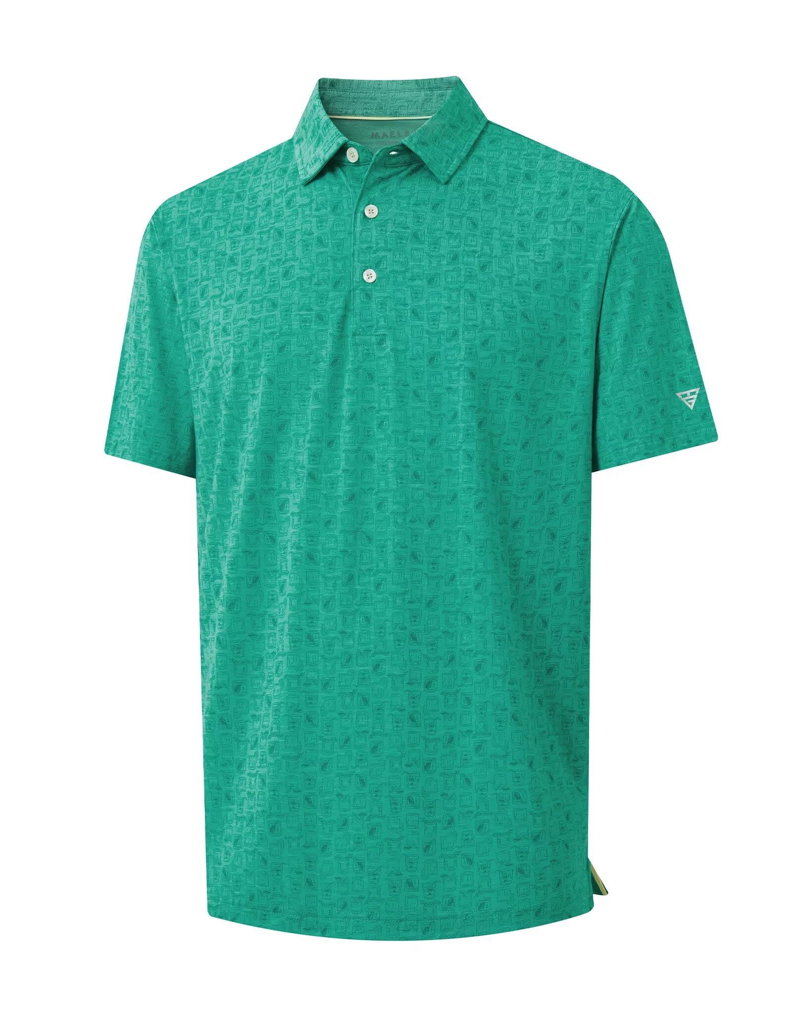 M MAELREG Golf Shirts for Men Print Performance Moisture Wicking Dry Fit Heather Stripe Collared Mens Polo Shirt
