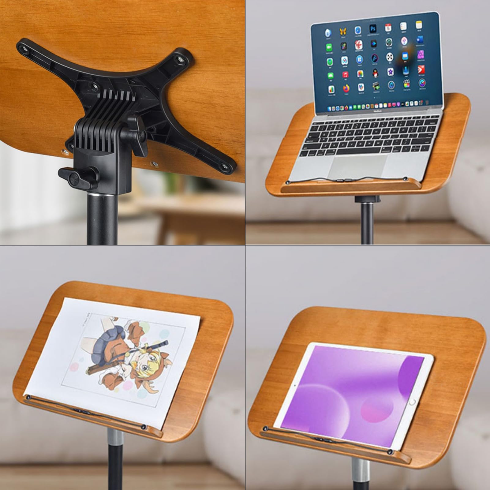 Regulowany stojak na tablet, laptop, czytnik e-booków, książki, nuty – wszechstronny uchwyt ze stabilną podstawą
