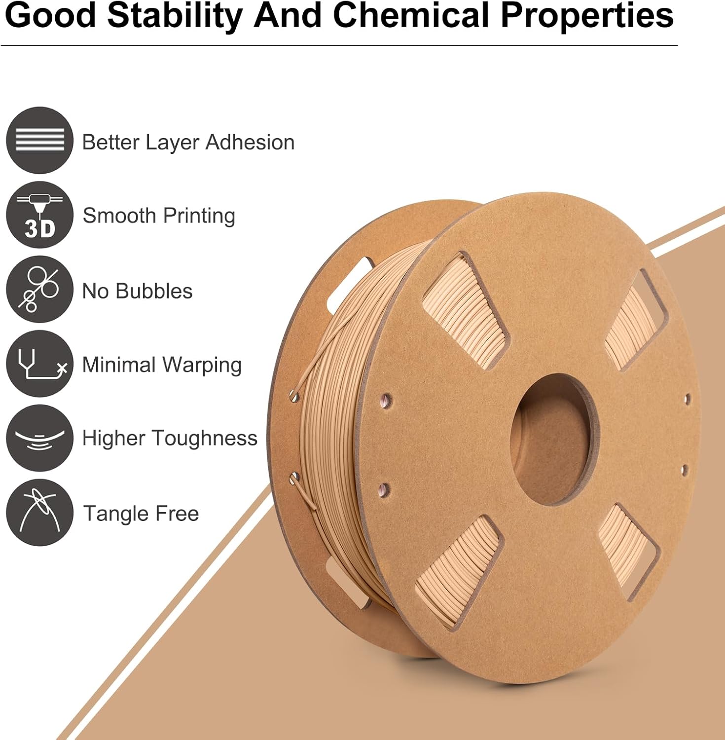 3D Printer Filament 2kg, Pink Magenta PLA Plus and Matte Light Brown PETG Filament Carton Spool Fit Most FDM 3D Printers, 1kg per Spool, Pack of 2