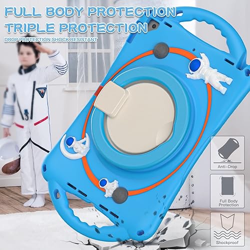 Miniatura 6 de BATYUE Funda infantil para iPad de 9, 8, 7 generación de 10.2 pulgadas 2021 2020 2019, con soporte giratorio, soporte para lápices, correa de