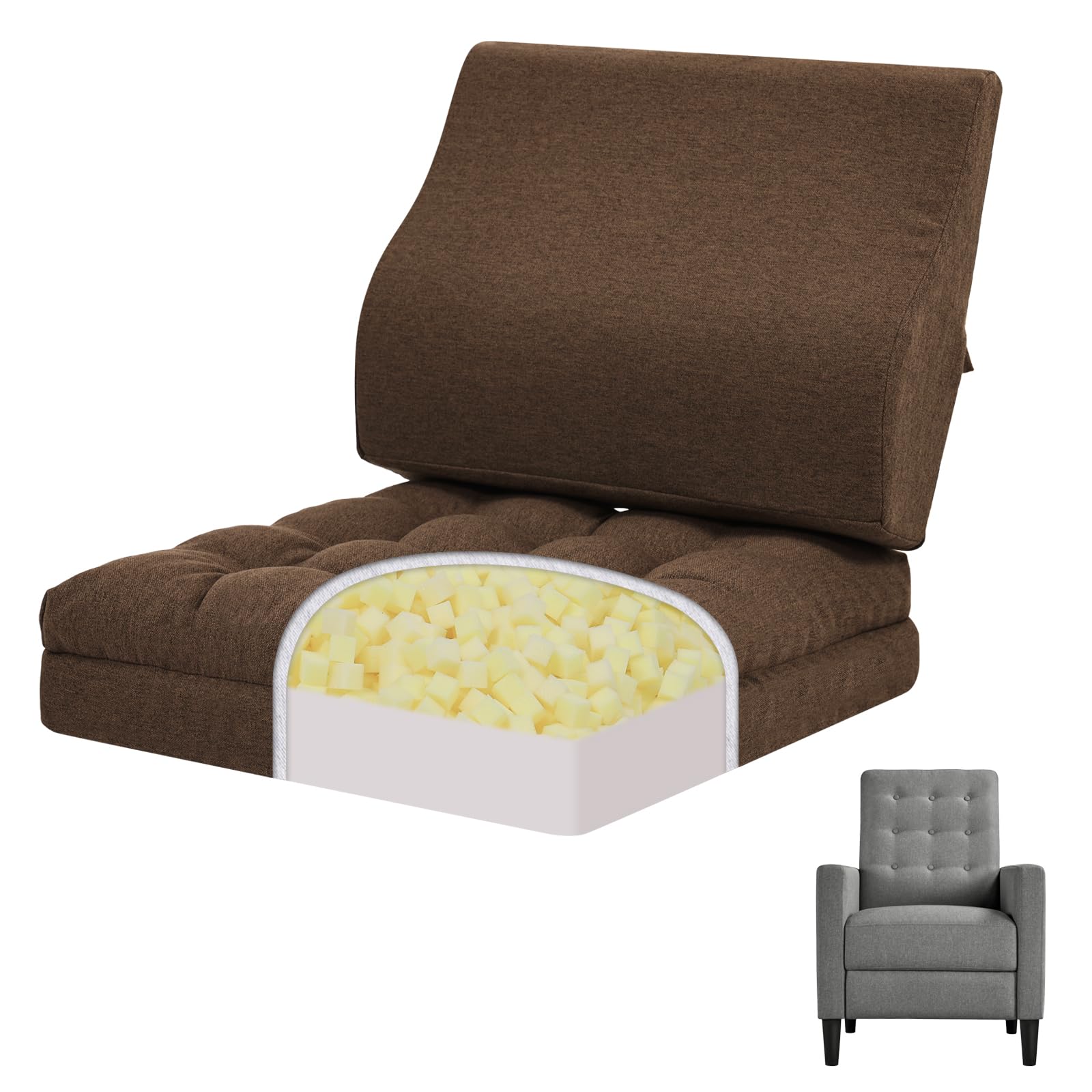 GOFORIT Seat and Back Cushion Set, Booster Cushion for Elderly, Double-Layer Memory Foam Chair Cushion & Ergonomic Lumbar Support, Large Non-Slip Pillow for Armchair & Sofa