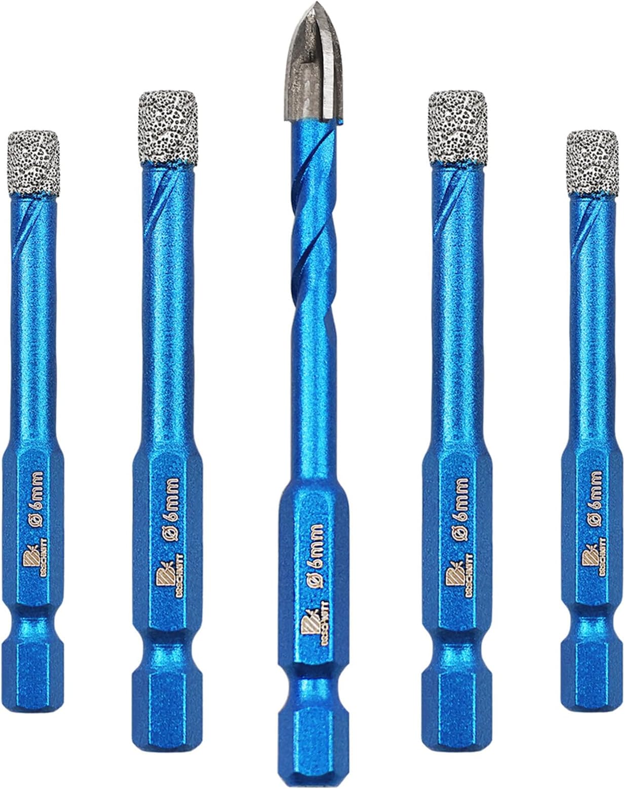 Diamond Drill Bit - BRSCHNITT 1/4 inch Masonry Drill Bits Set for Porcelain Tile Ceramic Stone Granite Marble,Hex Shank Diamond Hole Saw Drill Bit(5pcs/Pack).