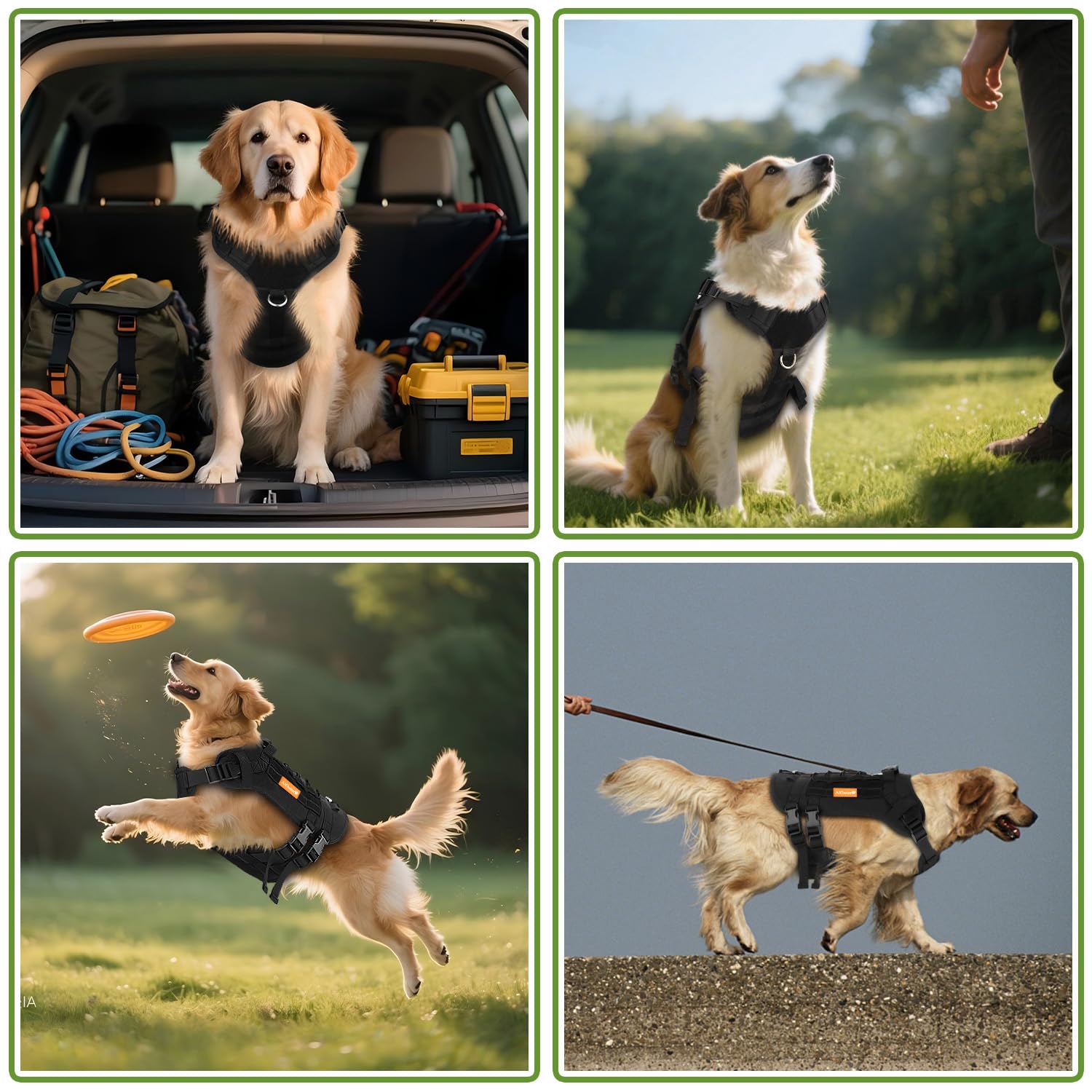 Alfheim Harnais Tactique pour Chiens avec Poignée pour Chiens de Taille Moyenne - Harnais Réglable sans Traction, Gilet Imperméable Léger Rembourré pour l'entraînement et la Marche Quotidienne