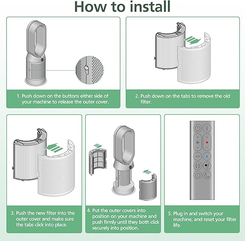 Miniatura 5 de 360 Combi Glass HEPA + filtro purificador de aire de carbono de repuesto para Dyson HP10 HP07 TP10 TP09 TP07 TP06 TP04 TP4A HP04 HP06 HP09 HP4B PH01