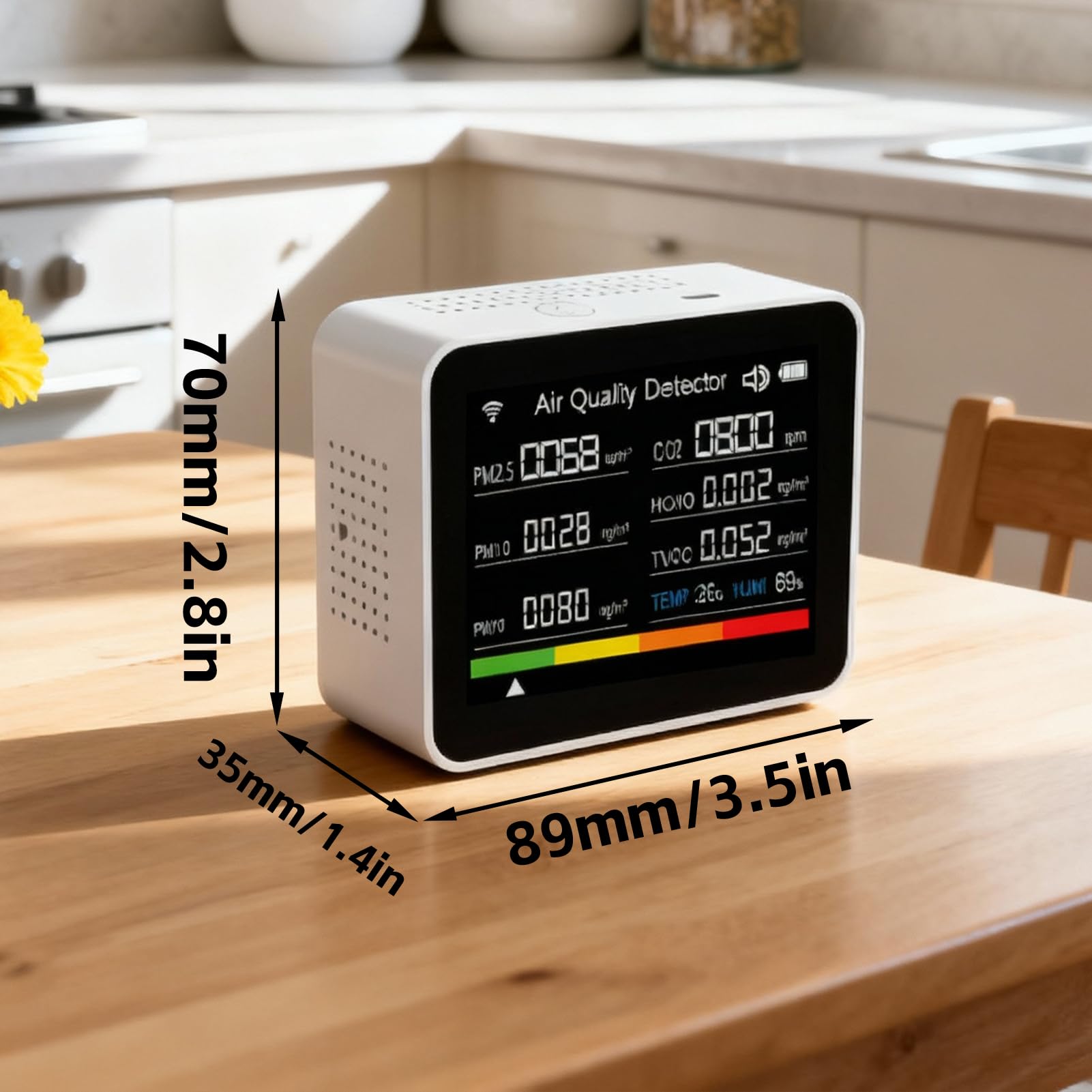 13 en 1 Tuya Intelligent Air Quality Monitor Interior, Detector de CO2 portátil, admite la función de Alarma de Control de Aplicaciones remotas con probador de Calidad del Aire (Blanco)