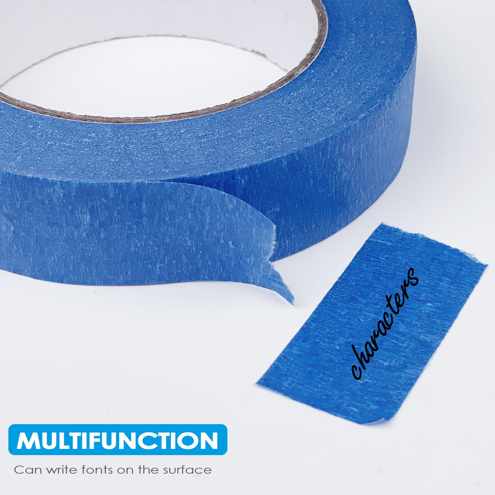 Fousenuk 3 Pezzi Nastro Carta Imbianchino, 50mx25mm Nastro Adesivo Carta Gommata Mascheratura Isolante Blu Gommato, Professionale Masking Tape Imbianchino Pittura Mascheratura, Ottima Adesione