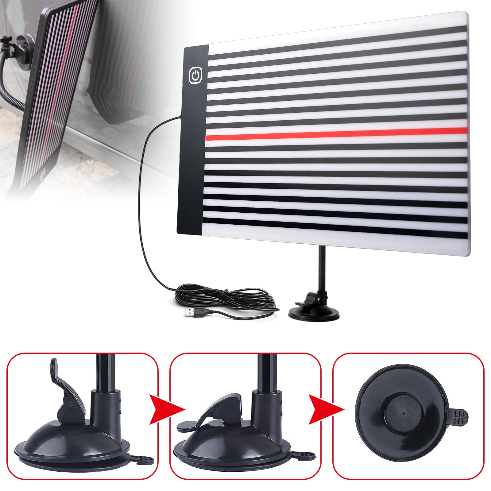 Lumière pour réparation de bosses sans peinture, lumière de réparation de bosses panneau LED avec support réglable, lampe d'inspection USB de bande de carrosserie et panneau réflecteur LED kit de